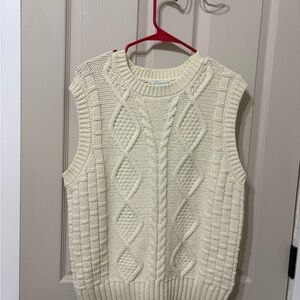Elegant Cream Cable Knit Sweater Vest